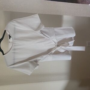 Womens Ann Taylor white tie blouse